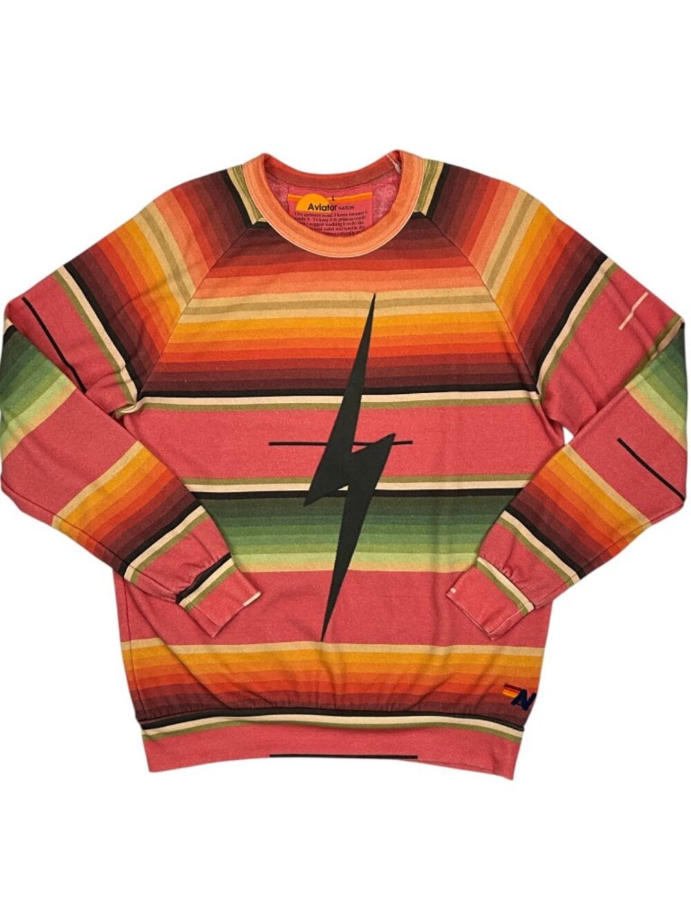 Aviator Nation Serape Bolt Stitch Sweatshirt L Striped Crewneck Long Sleeve - Picture 15 of 16